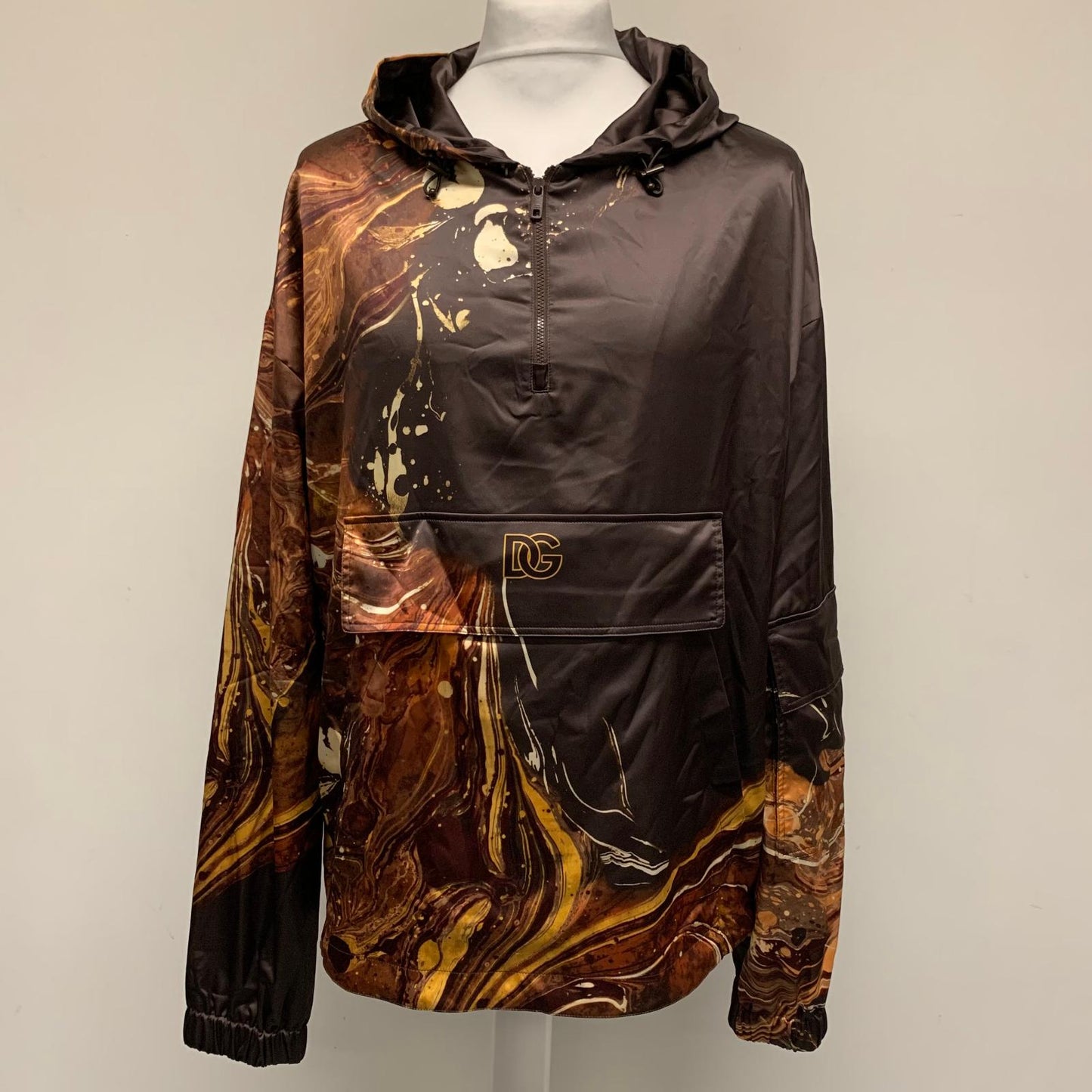 DOLCE & GABBANA Brown Pullover Mens Long Sleeve Hooded Anorak Style Jacket M NEW