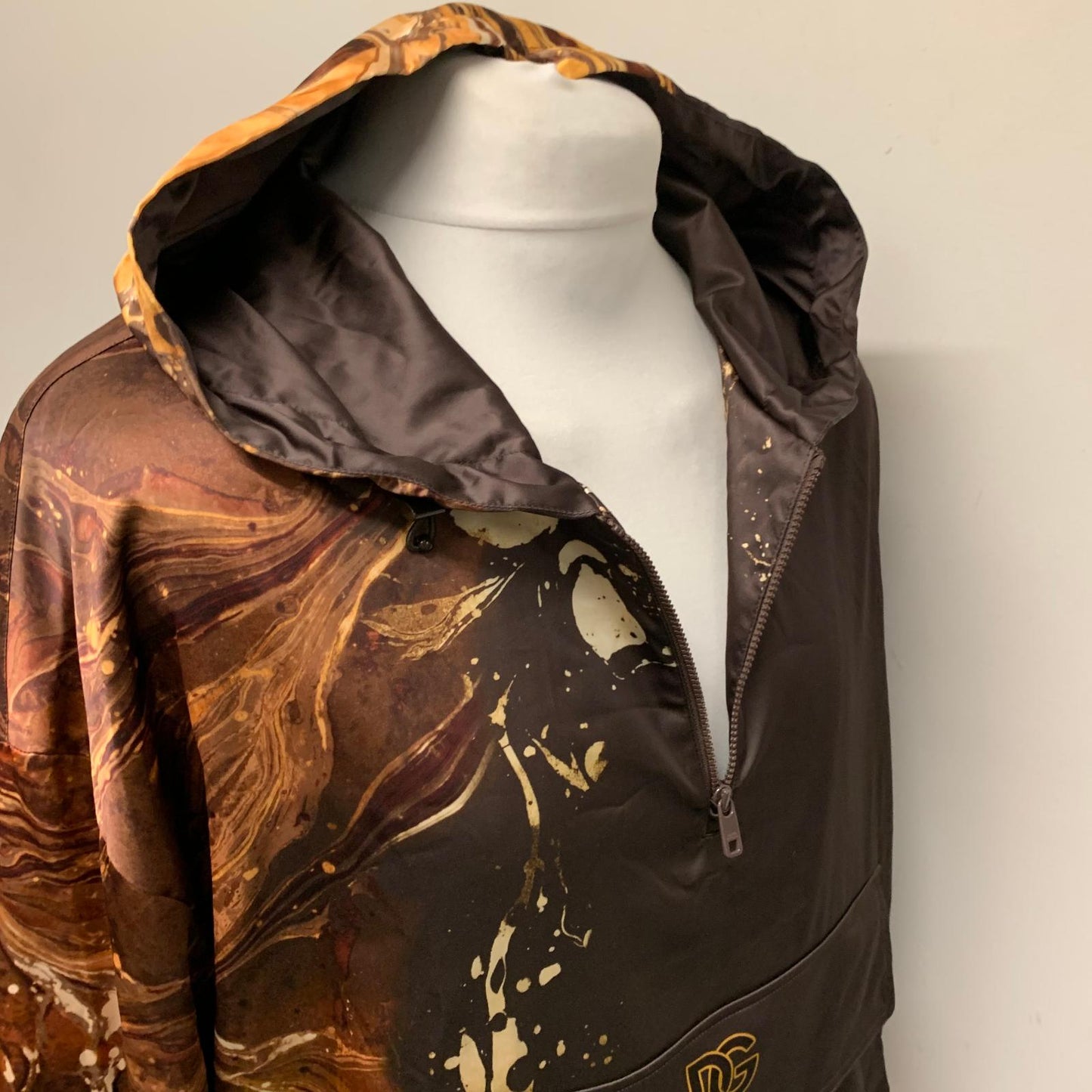 DOLCE & GABBANA Brown Pullover Mens Long Sleeve Hooded Anorak Style Jacket M NEW