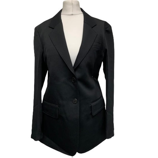 PRADA Black Ladies Long Sleeve Collared Basic Jacket Jacket Size UK 8 NEW