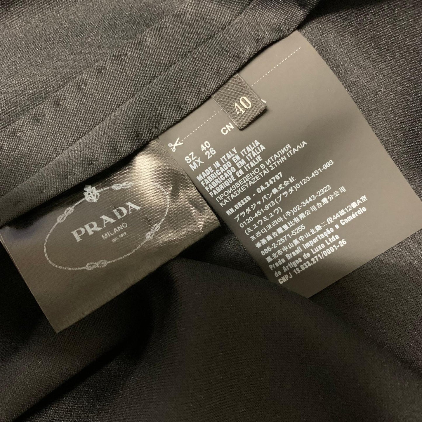 PRADA Black Ladies Long Sleeve Collared Basic Jacket Jacket Size UK 8 NEW