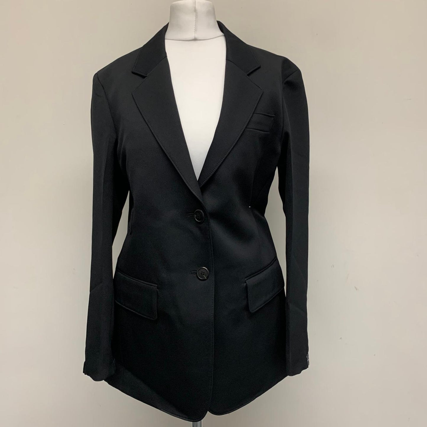 PRADA Black Ladies Long Sleeve Collared Basic Jacket Jacket Size UK 8 NEW
