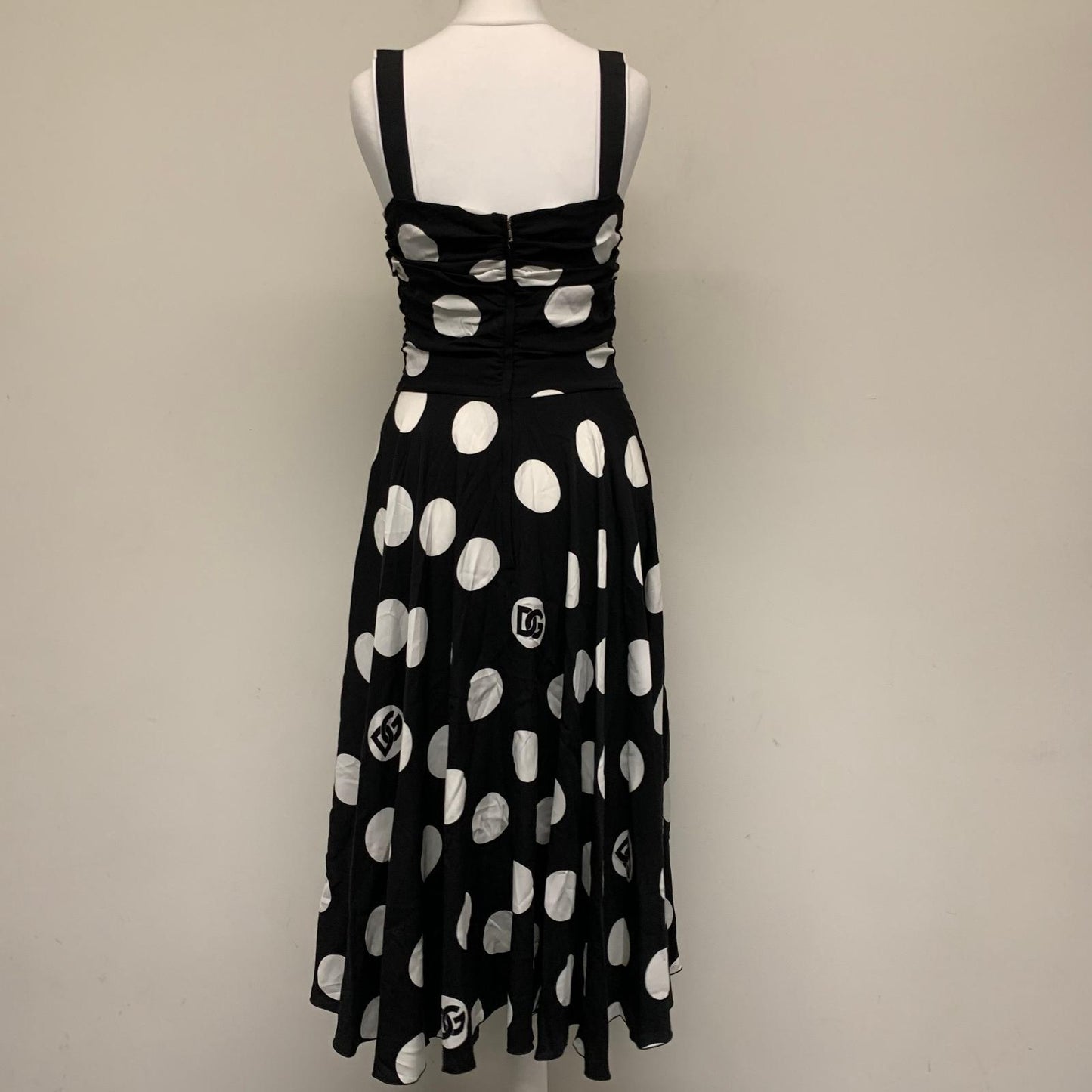 DOLCE & GABBANA Black Polka Dot Ladies Sleeveless A-Line Dress Size UK 14 NEW