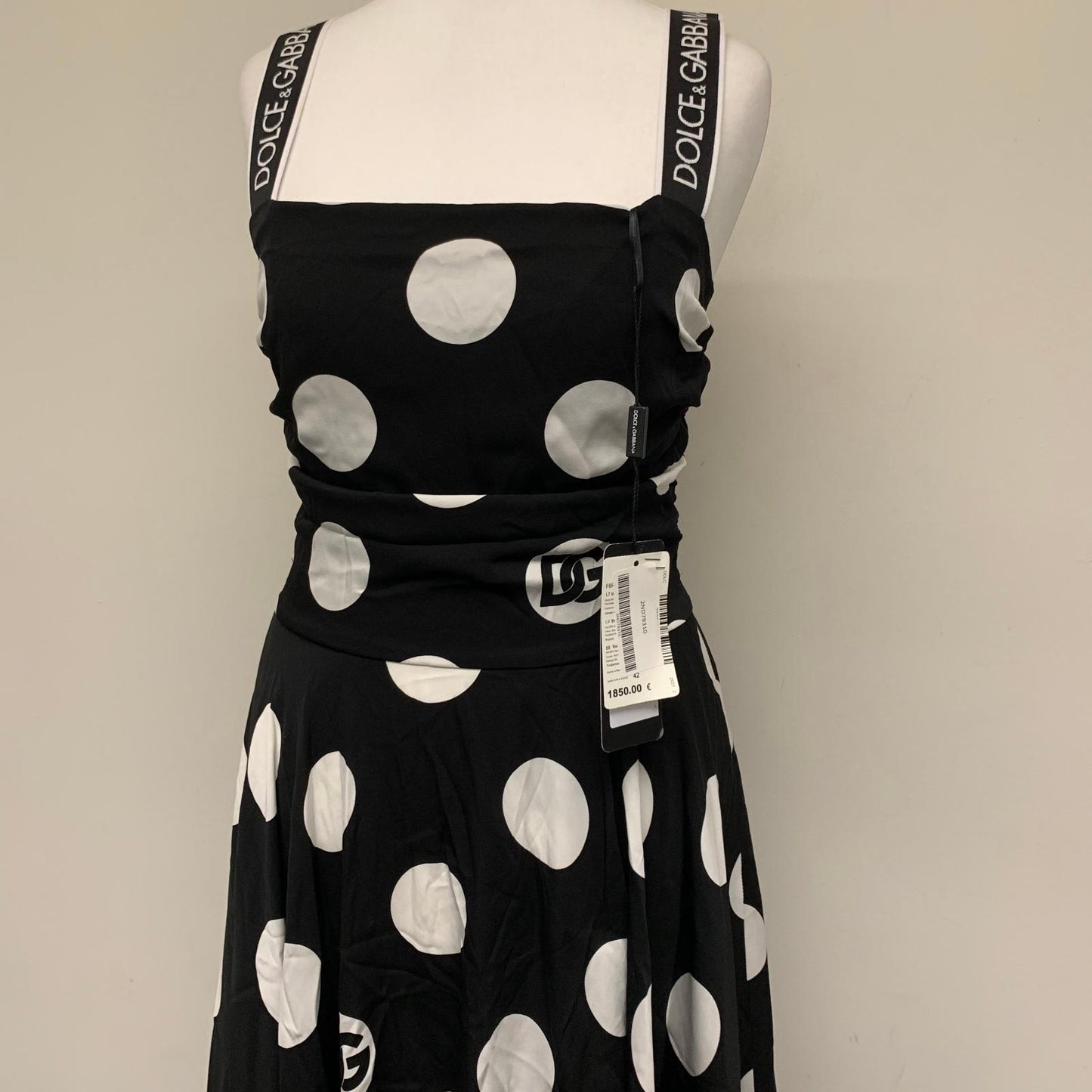 DOLCE & GABBANA Black Polka Dot Ladies Sleeveless A-Line Dress Size UK 14 NEW