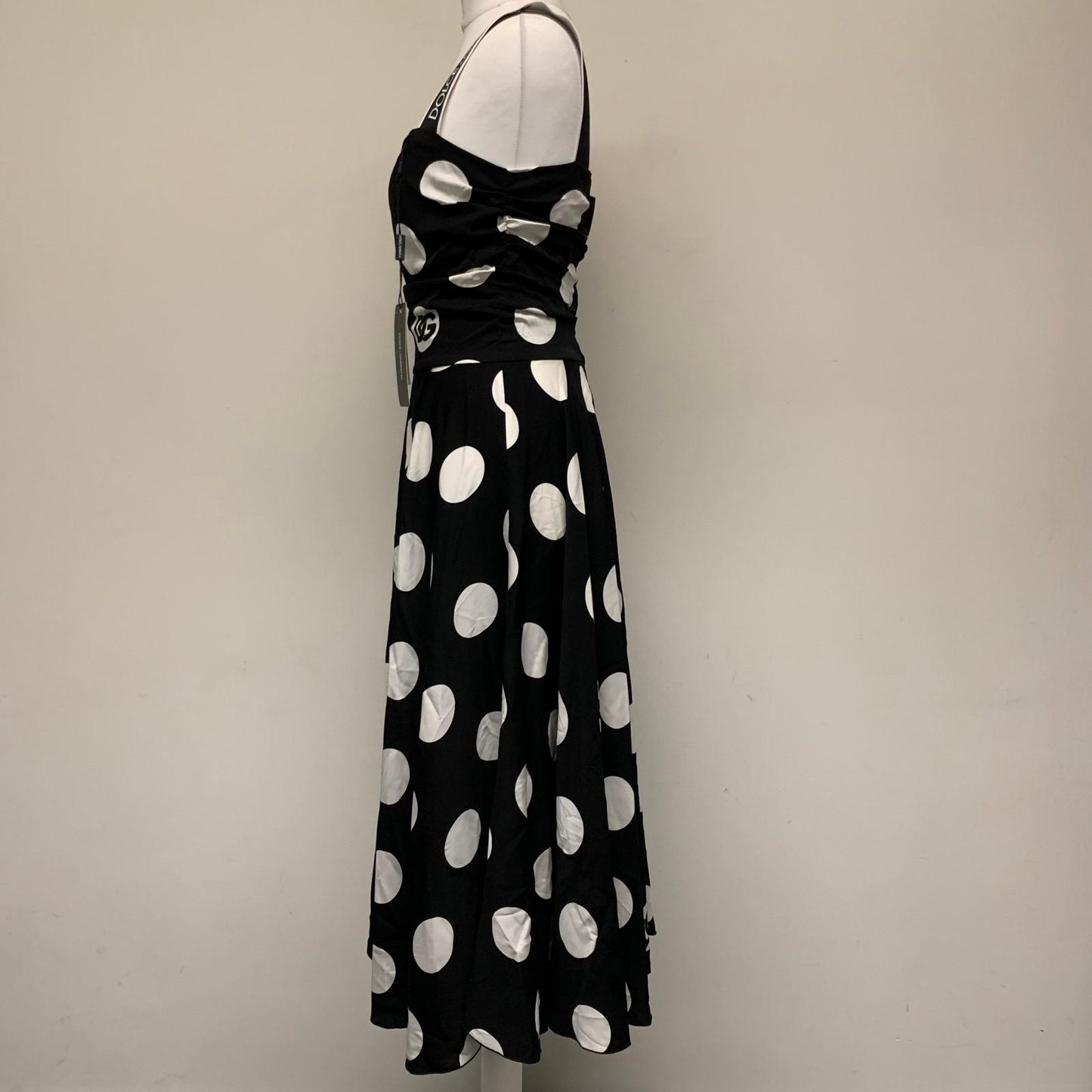 DOLCE & GABBANA Black Polka Dot Ladies Sleeveless A-Line Dress Size UK 14 NEW