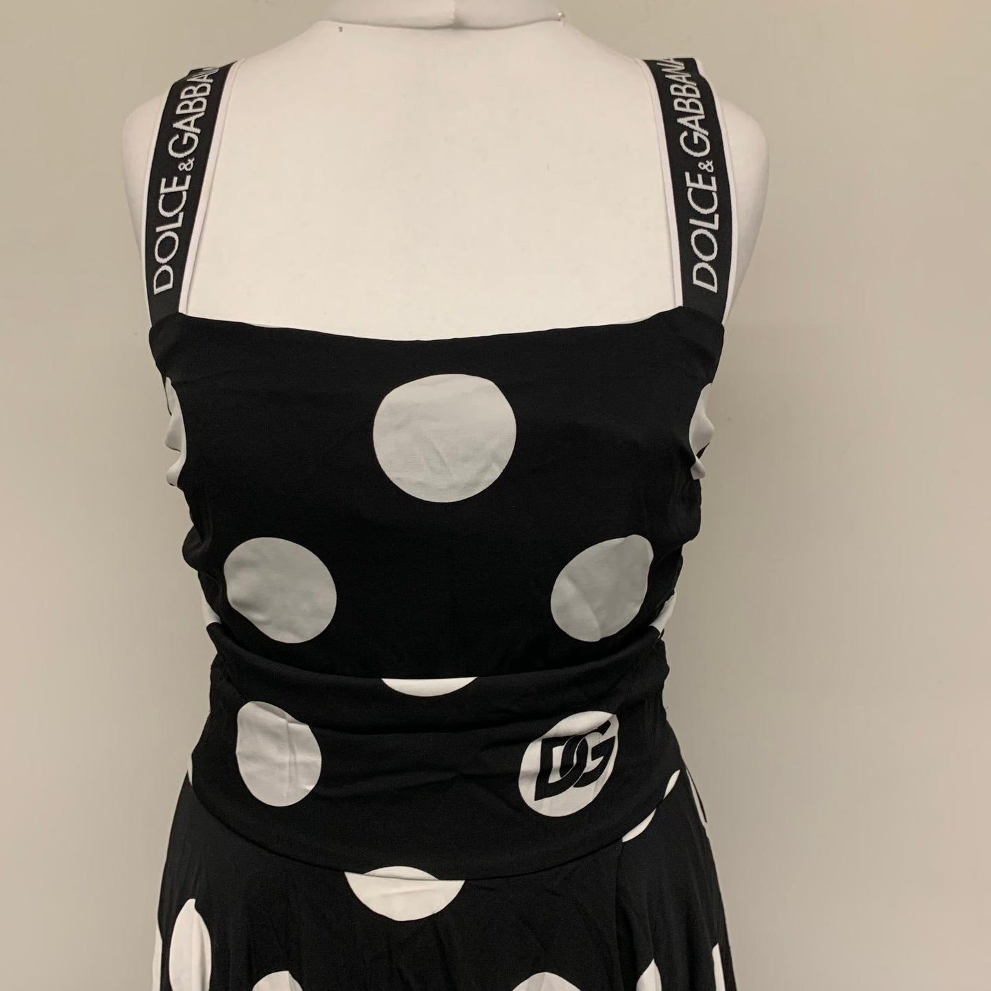 DOLCE & GABBANA Black Polka Dot Ladies Sleeveless A-Line Dress Size UK 14 NEW