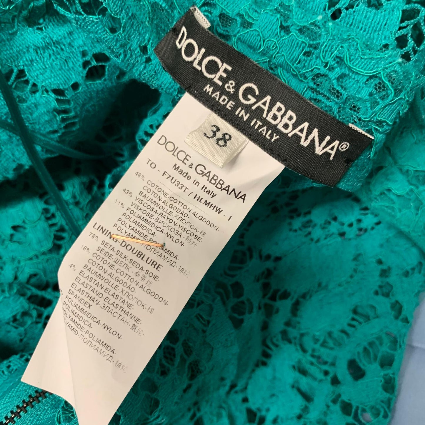 DOLCE & GABBANA Green Lace Ladies Sleeveless Round Neck Blouse Top Size UK 6 NEW