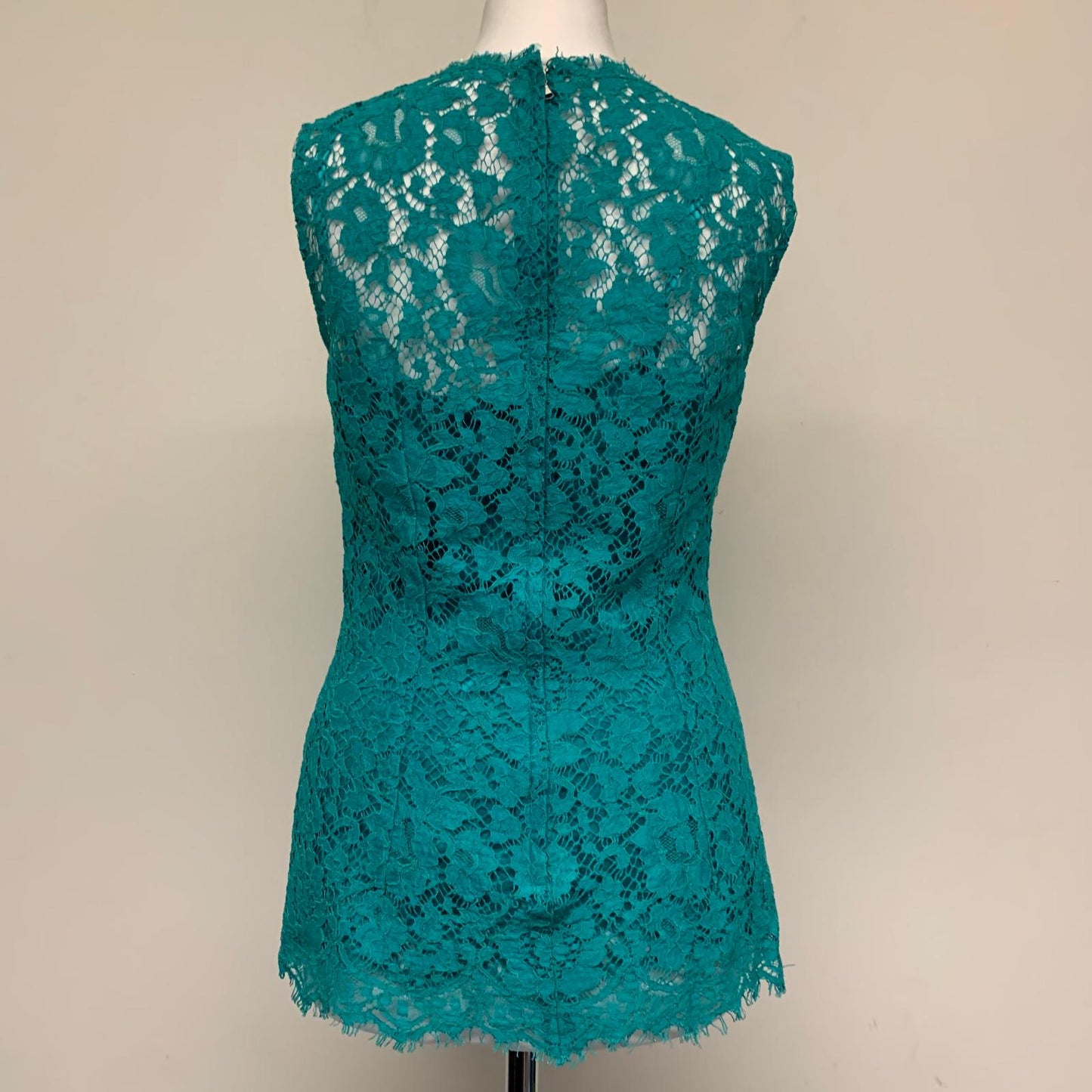 DOLCE & GABBANA Green Lace Ladies Sleeveless Round Neck Blouse Top Size UK 6 NEW