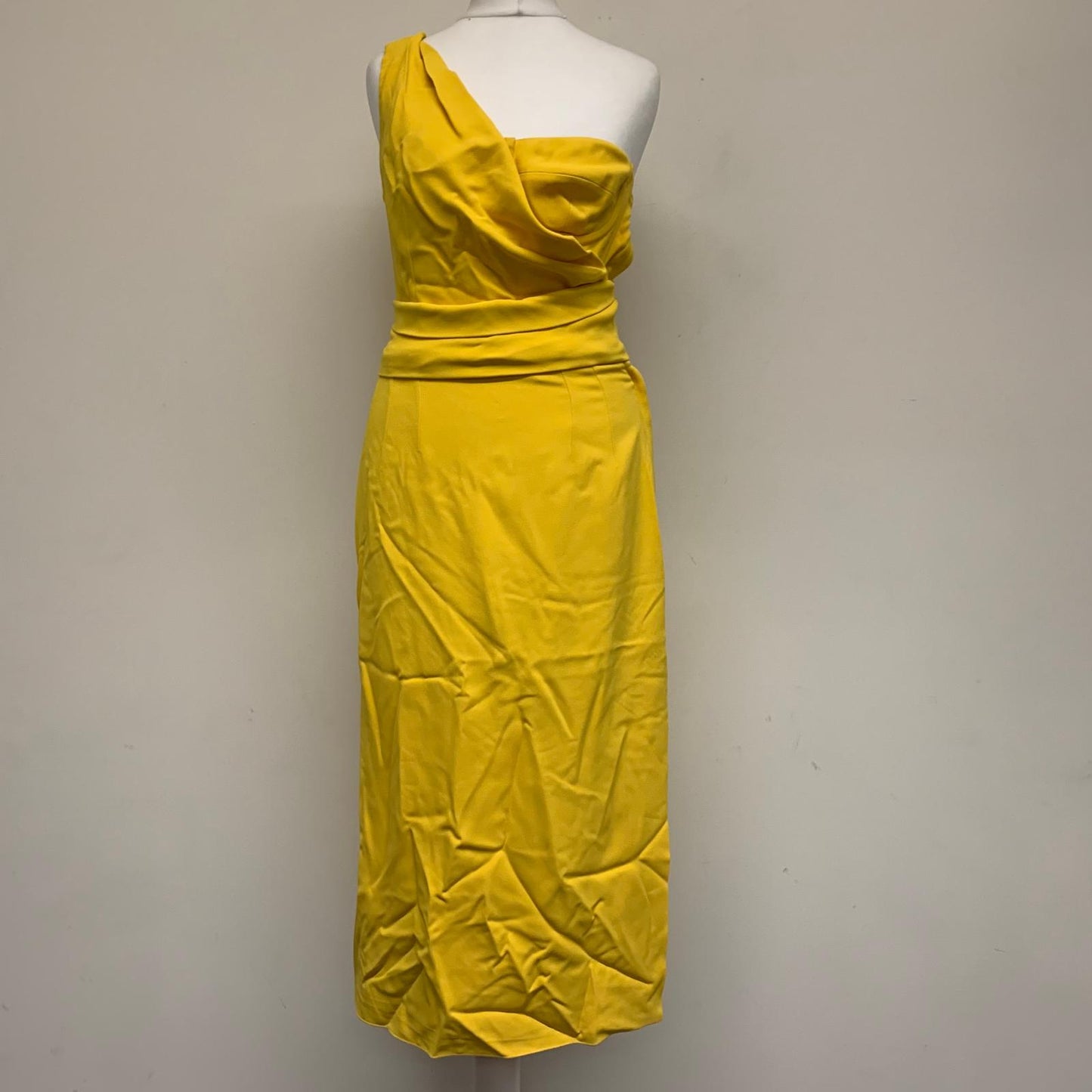 DOLCE & GABBANA Yellow Ladies Sleeveless One Shoulder Dress Size UK 10 NEW