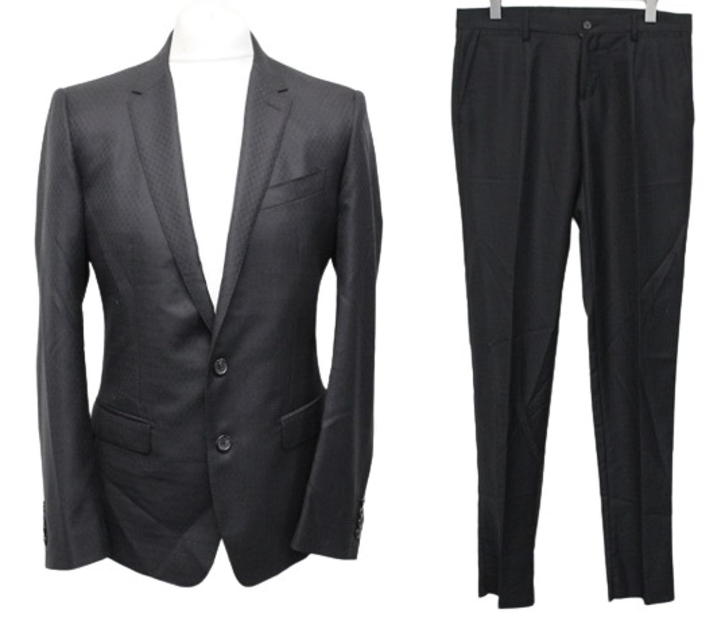DOLCE & GABBANA Men's Black Wool Silk Cashmere Blend Martini Suit IT48/M NEW