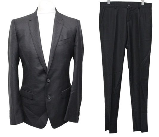 DOLCE & GABBANA Men's Black Wool Silk Cashmere Blend Martini Suit IT48/M NEW