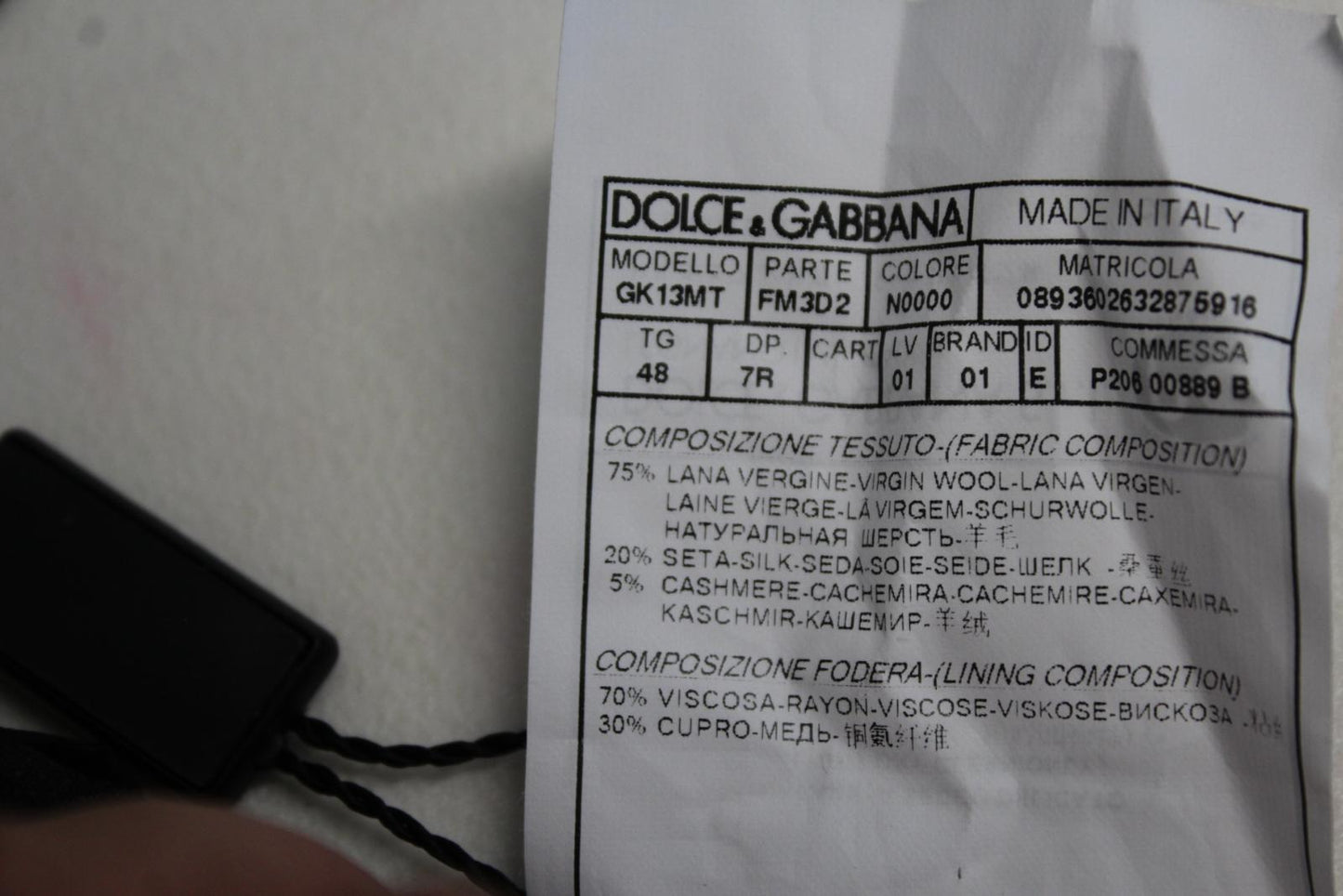 DOLCE & GABBANA Men's Black Wool Silk Cashmere Blend Martini Suit IT48/M NEW