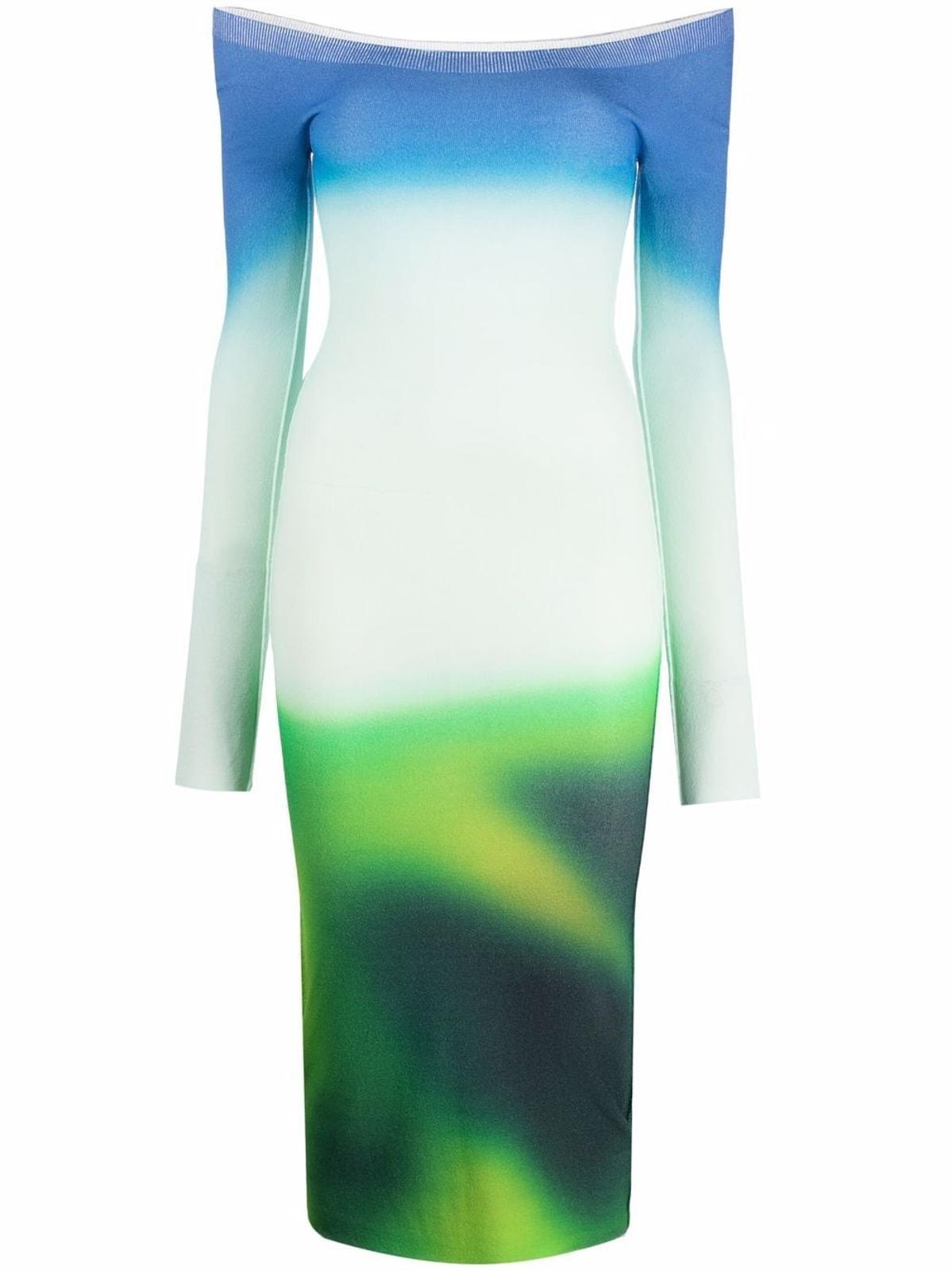 OFF-WHITE Ladies Multicoloured Blurred Seamless Pencil Dress EU40 UK8 NEW