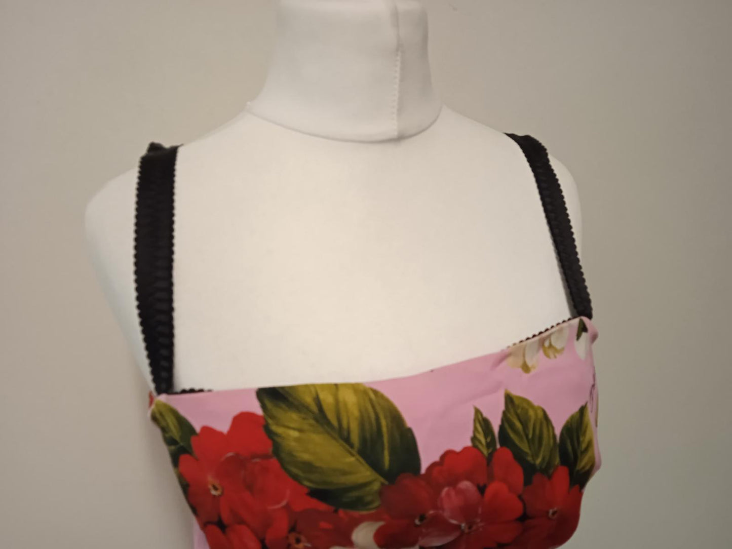 DOLCE & GABBANA Ladies Pink Silk Blend Geranium Print Mini Dress EU42 UK10 NEW