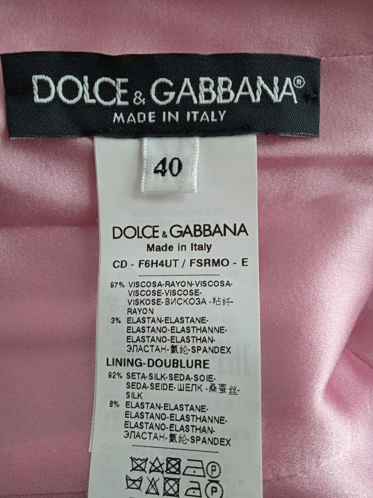 DOLCE & GABBANA Ladies Pink Sleeveless Geranium Print Midi Dress EU40 UK8 NEW