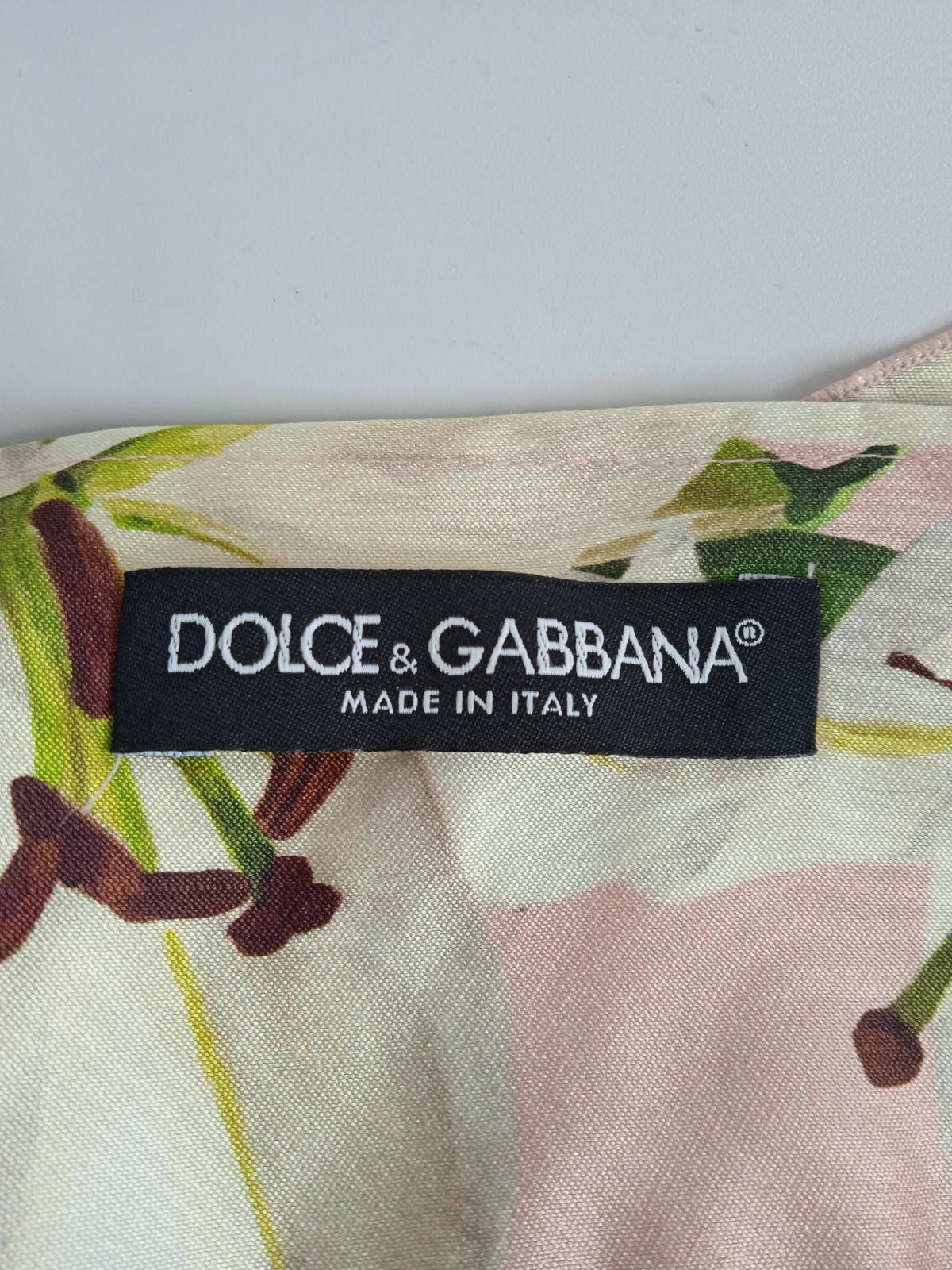 DOLCE & GABBANA Ladies Pink Silk Lily Print Midi Skirt Size EU40 UK8 NEW