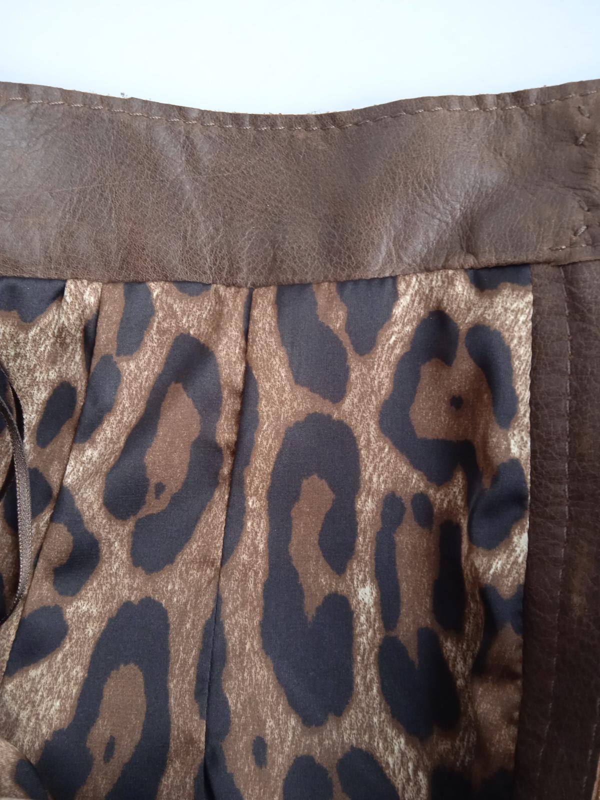 DOLCE & GABBANA Ladies Brown Leather High Waist Mini Skirt Size EU42 UK10 NEW