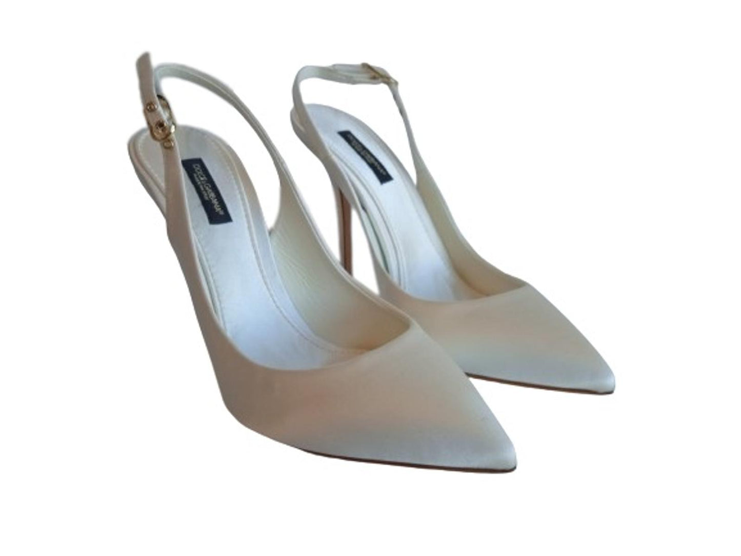 DOLCE & GABBANA Ladies White Pointed Toe Slingback Pump Shoes EU38.5 UK5.5 NEW