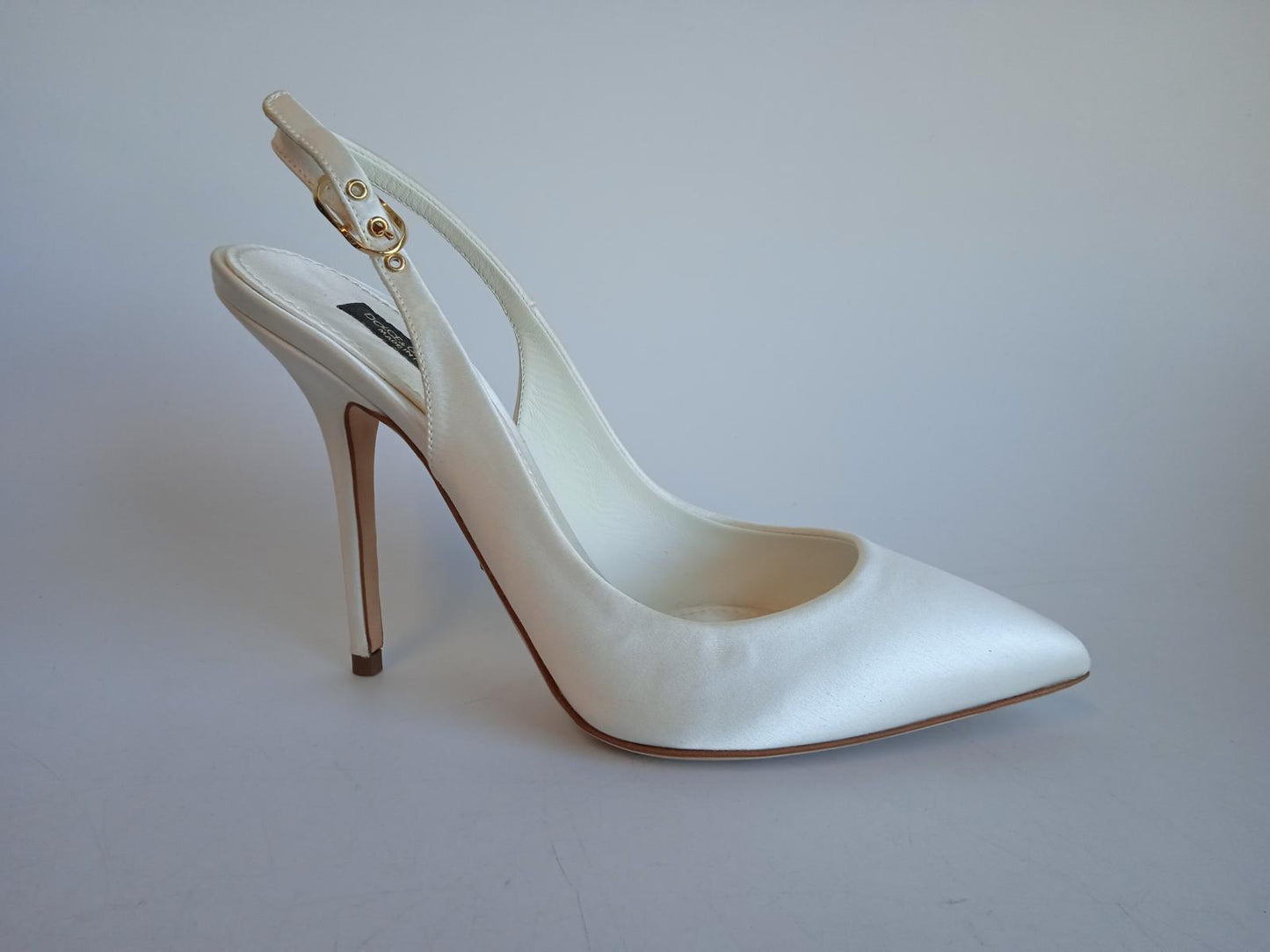 DOLCE & GABBANA Ladies White Pointed Toe Slingback Pump Shoes EU38.5 UK5.5 NEW