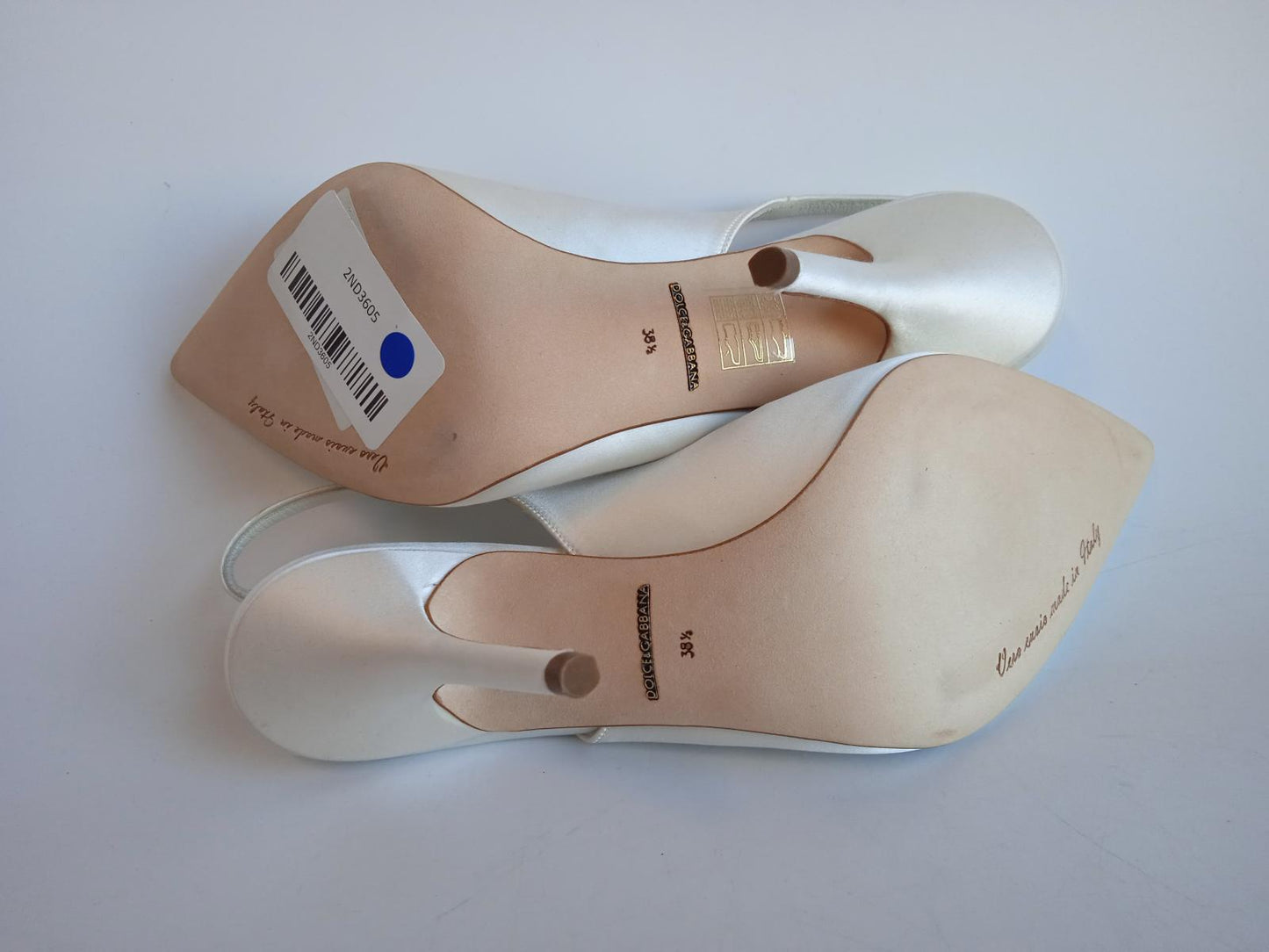 DOLCE & GABBANA Ladies White Pointed Toe Slingback Pump Shoes EU38.5 UK5.5 NEW