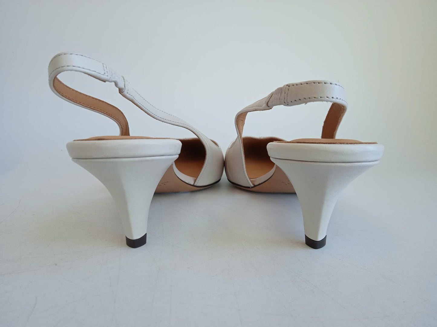 ISABEL MARANT Ladies White Metal Toecap Elina Slingback Pumps EU41 UK8 NEW