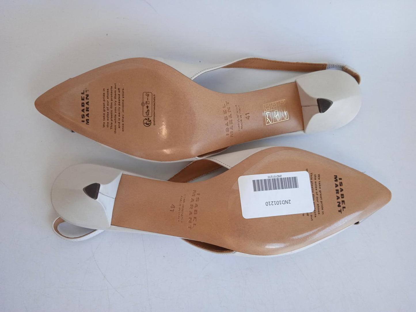 ISABEL MARANT Ladies White Metal Toecap Elina Slingback Pumps EU41 UK8 NEW