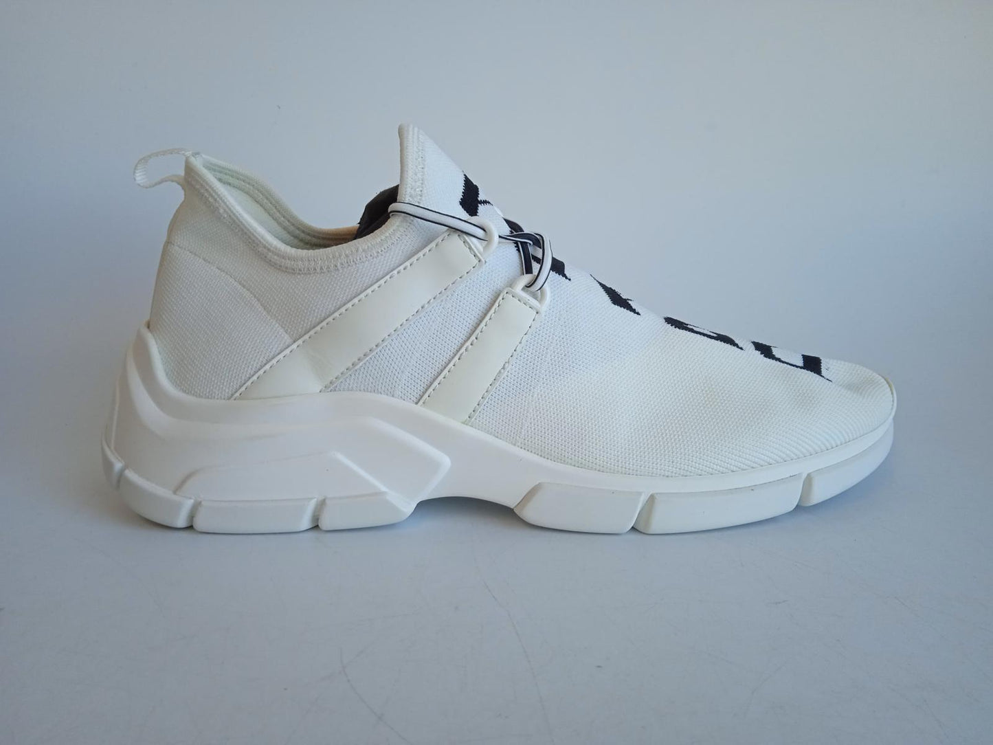 PRADA Ladies White Knitted Fabric XY Logo Sock Low-Top Trainers EU38 UK5 NEW