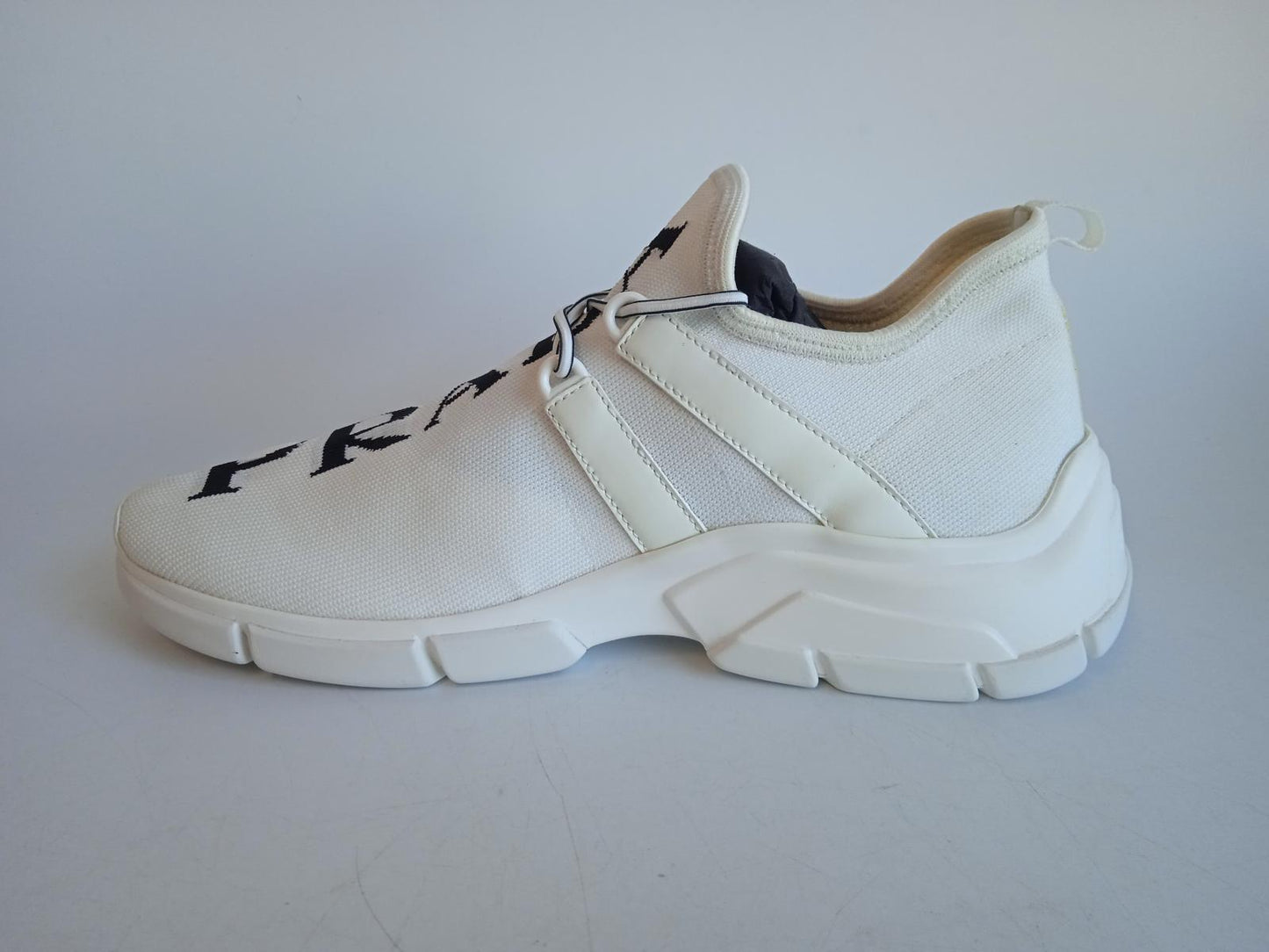 PRADA Ladies White Knitted Fabric XY Logo Sock Low-Top Trainers EU38 UK5 NEW