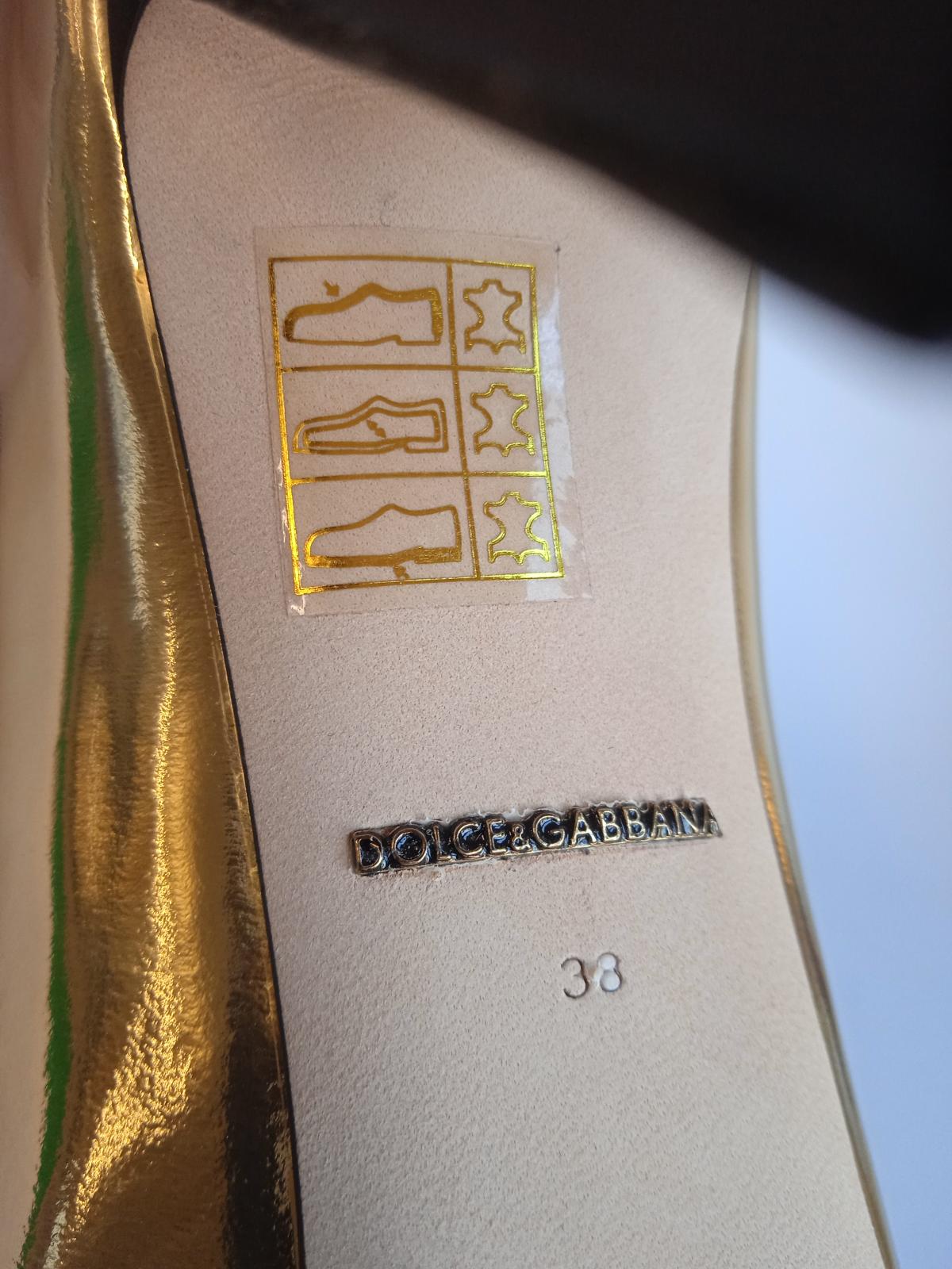 DOLCE & GABBANA Ladies Gold Sacred Heart Crystal Embellished Pumps EU38 UK5 NEW