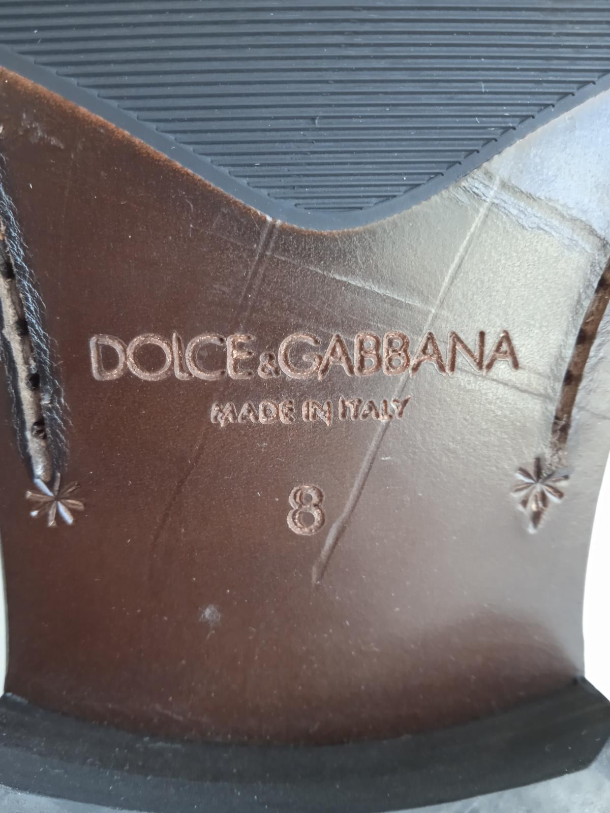 DOLCE & GABBANA Men's Brown Leather Strap Detail Low Ankle Boots Size UK8 NEW