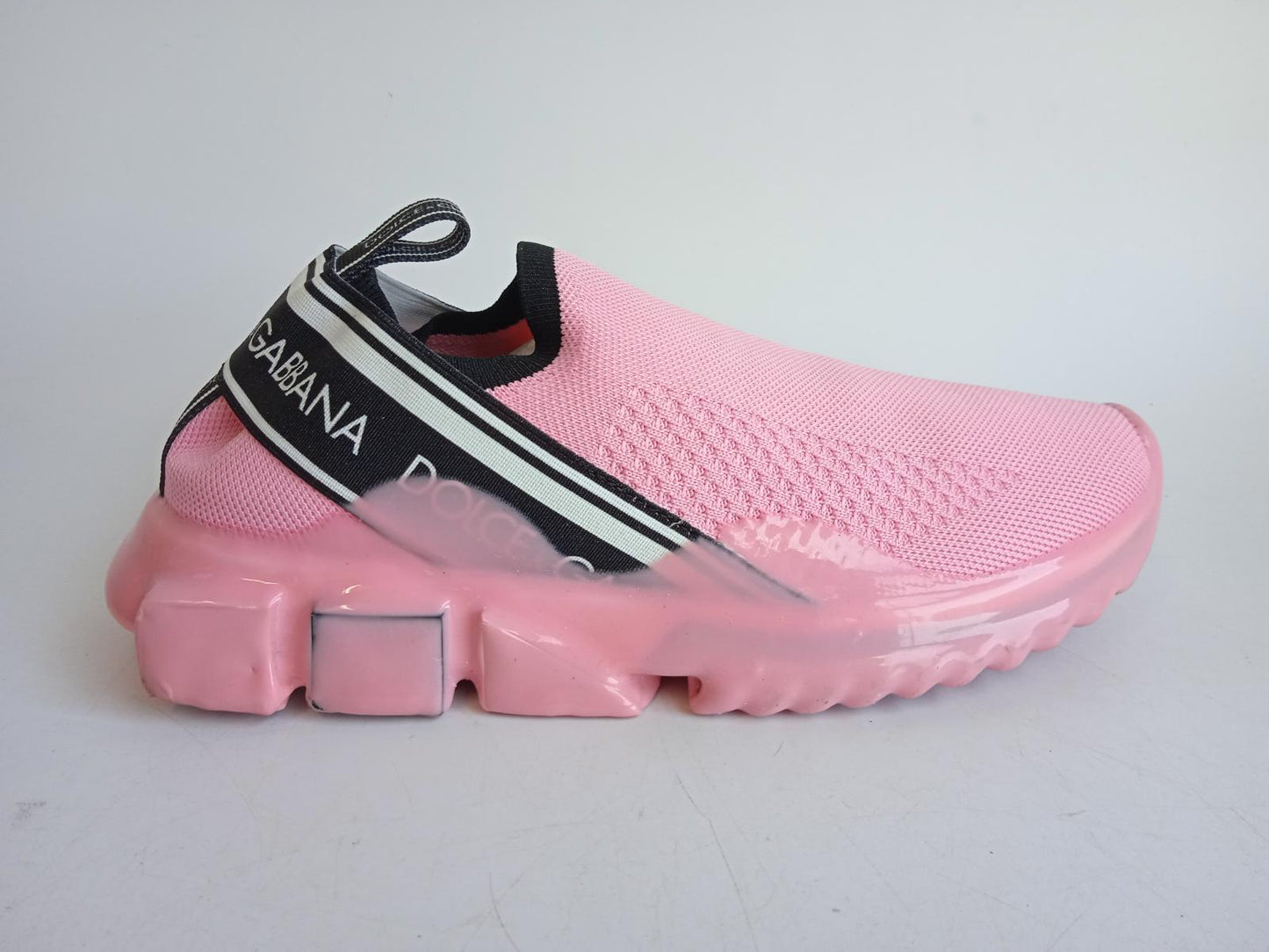 DOLCE & GABBANA Ladies Pink Knitted Slip-On Sorrento Trainers EU38.5 UK5.5 NEW