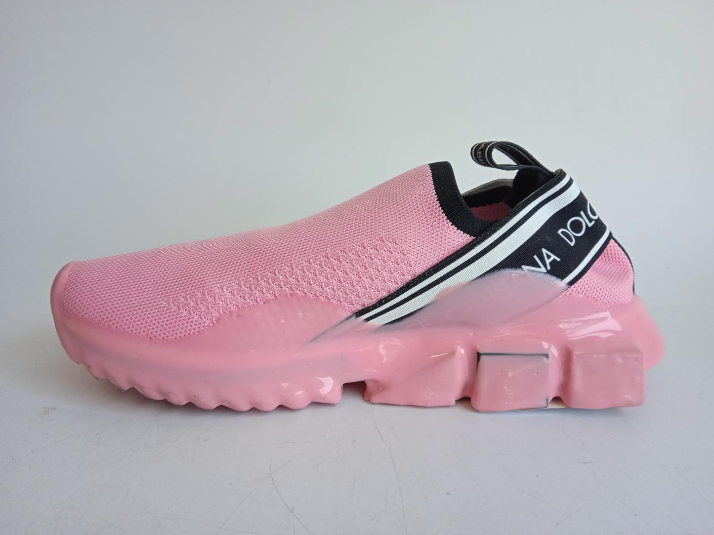 DOLCE & GABBANA Ladies Pink Knitted Slip-On Sorrento Trainers EU38.5 UK5.5 NEW