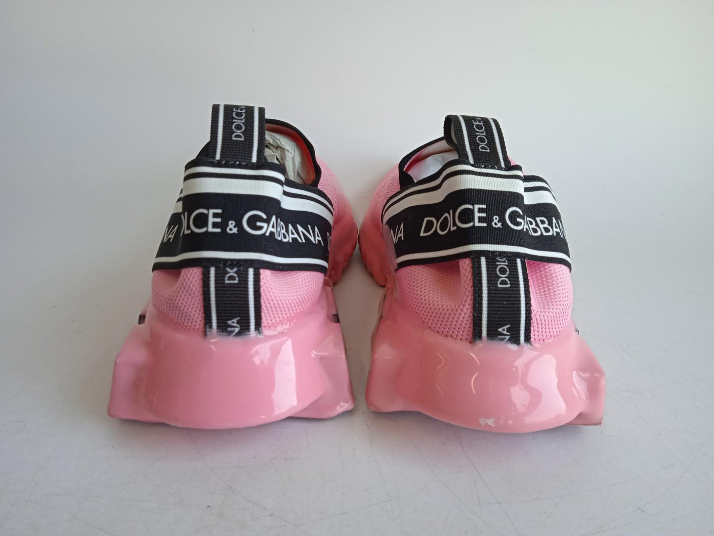 DOLCE & GABBANA Ladies Pink Knitted Slip-On Sorrento Trainers EU38.5 UK5.5 NEW