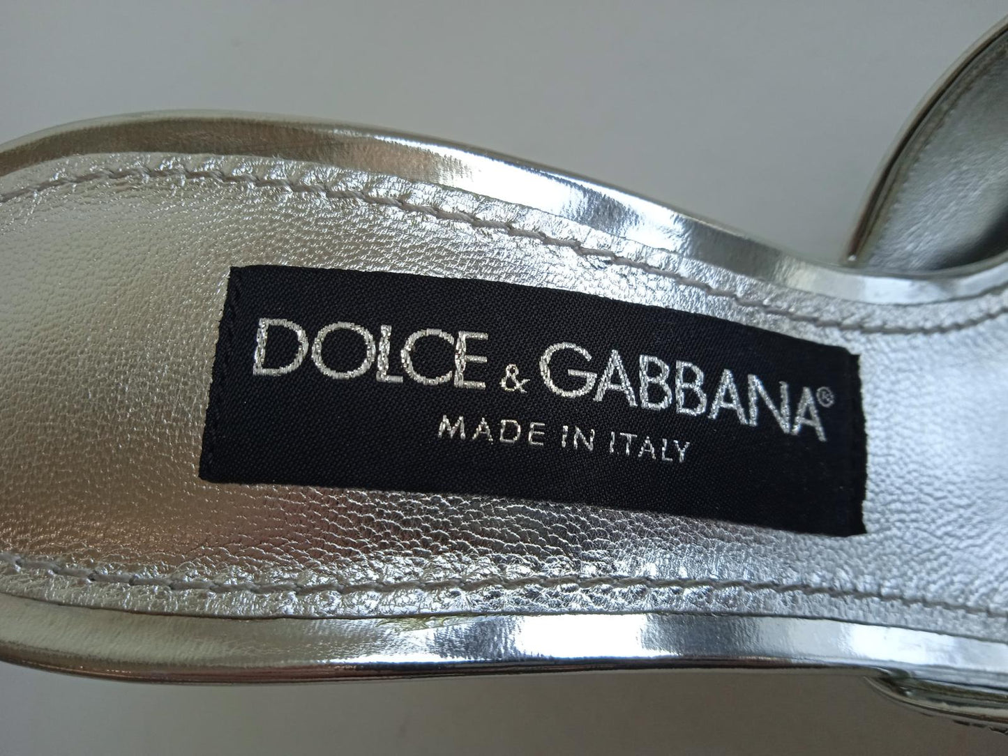DOLCE & GABBANA Ladies Silver DG-Heel Gemstone Mule Shoes Size EU37 UK4 NEW