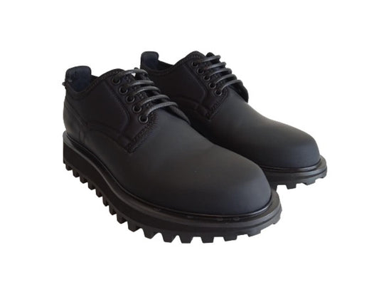 DOLCE & GABBANA Men's Black Leather & Textile Lace-Up Brogue Shoes UK6 NEW