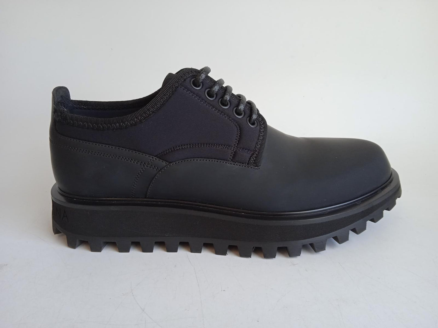 DOLCE & GABBANA Men's Black Leather & Textile Lace-Up Brogue Shoes UK6 NEW