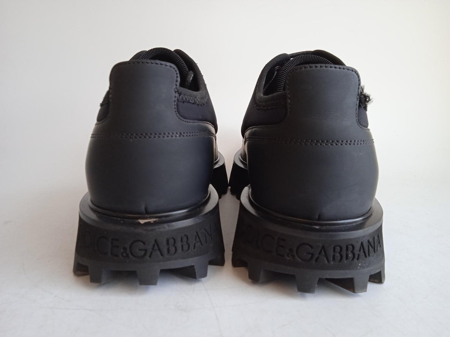 DOLCE & GABBANA Men's Black Leather & Textile Lace-Up Brogue Shoes UK6 NEW