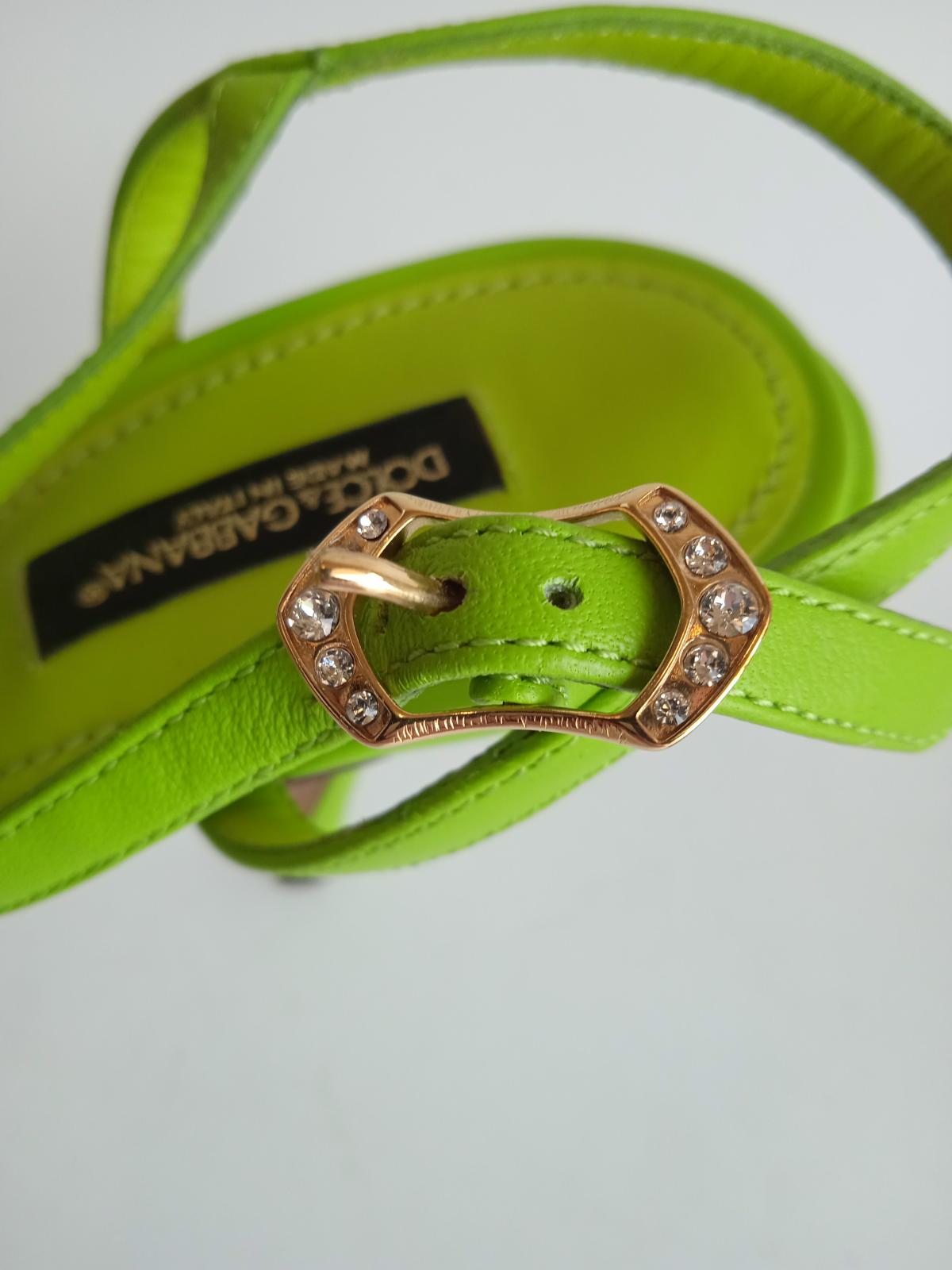 DOLCE & GABBANA Ladies Green Leather Butterfly Applique Sandals EU38.5 UK5.5 NEW