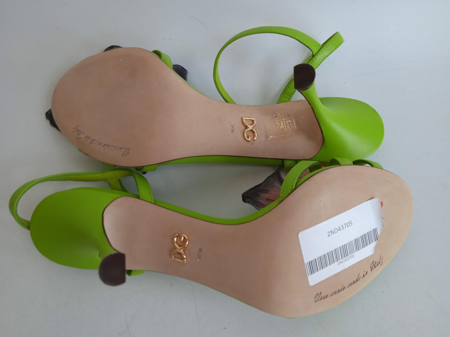 DOLCE & GABBANA Ladies Green Leather Butterfly Applique Sandals EU38.5 UK5.5 NEW
