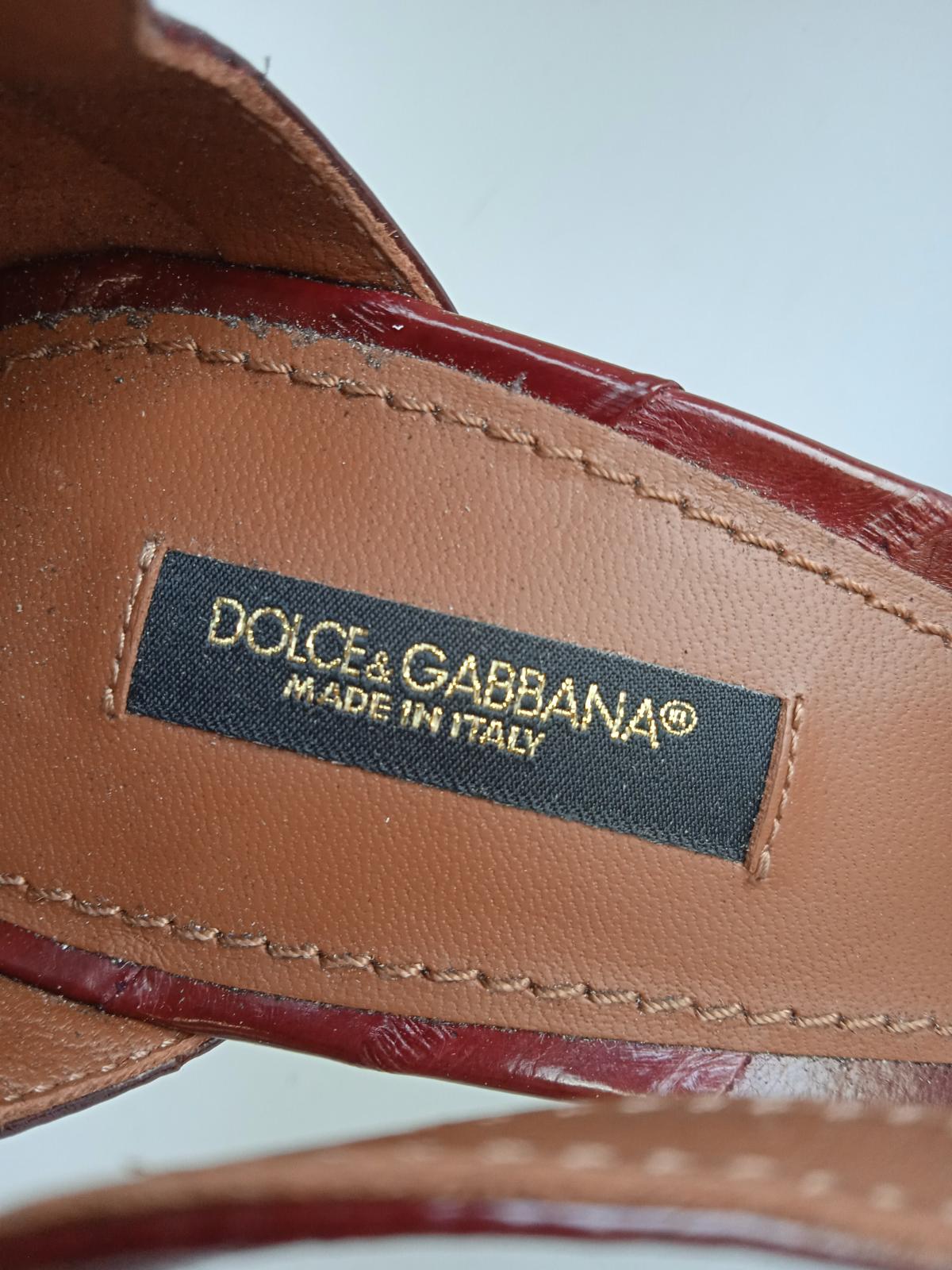 DOLCE & GABBANA Ladies Brown Leather Chain Detail Bette Pumps EU39 UK6 NEW