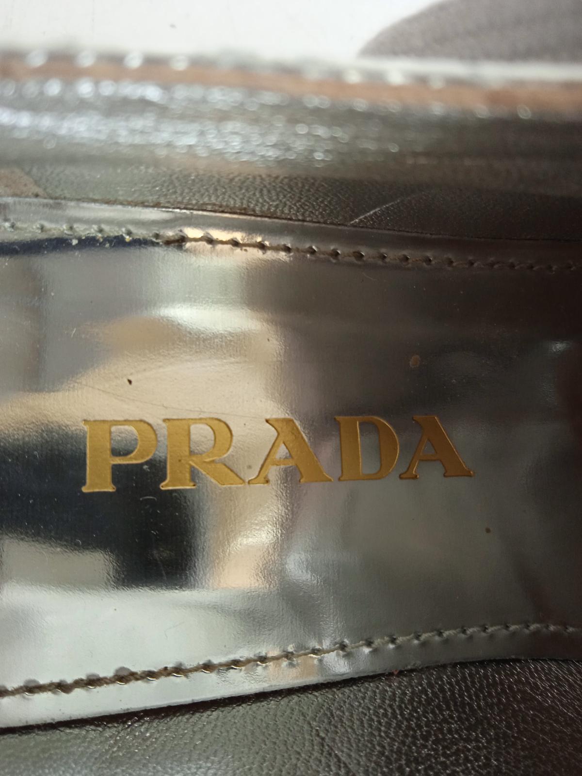 PRADA Ladies Metallic Silver Leather Lace-Up Platform Brogues EU36 UK3 NEW
