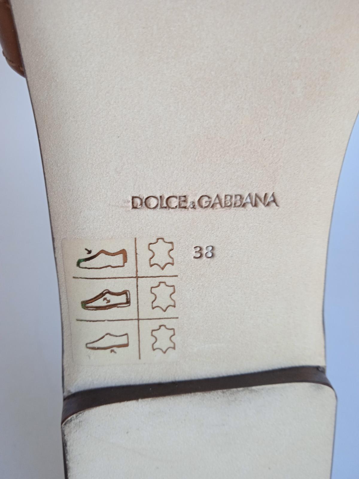 DOLCE & GABBANA Ladies Brown Leather DG Amore Flat Sandals EU38 UK5 NEW
