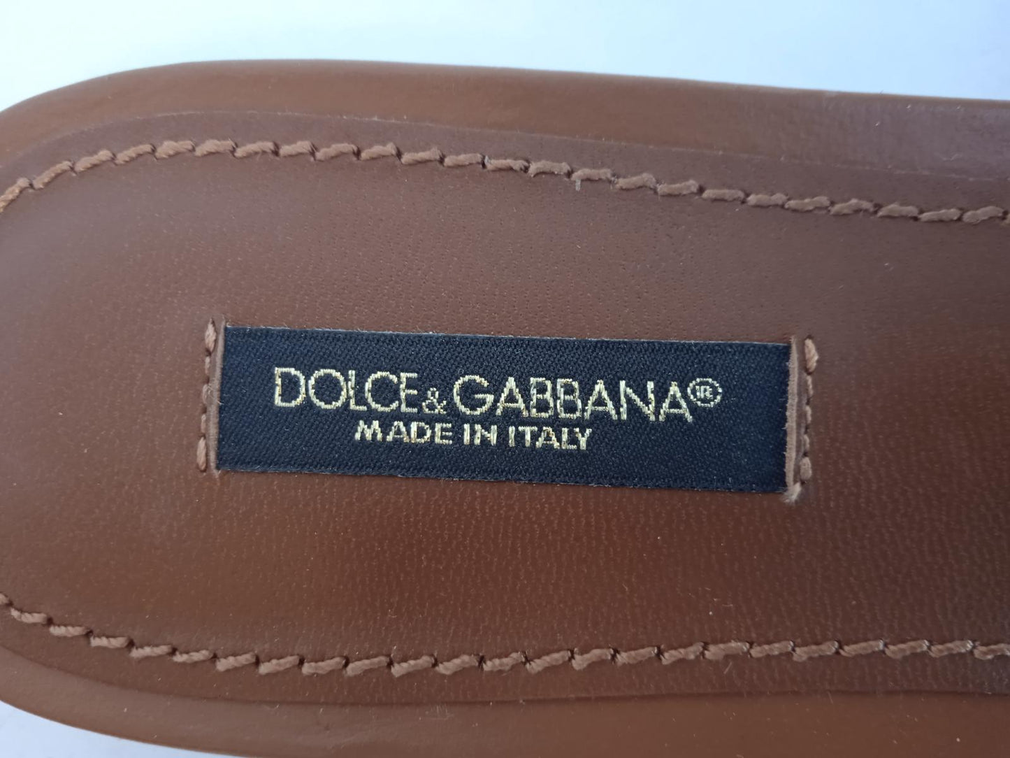 DOLCE & GABBANA Ladies Brown Leather DG Amore Flat Sandals EU38 UK5 NEW