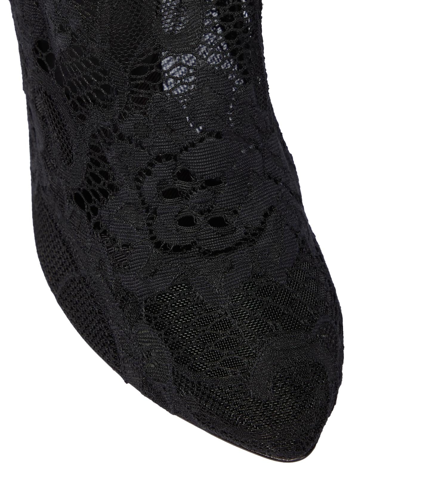 DOLCE & GABBANA Ladies Black Stretch Lace Ove-The-Knee Boots EU38 UK5 NEW