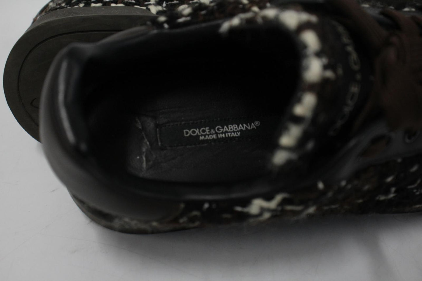 DOLCE & GABBANA Ladies Brown Portofino Tweed Sneakers Trainers EU38 UK5 NEW