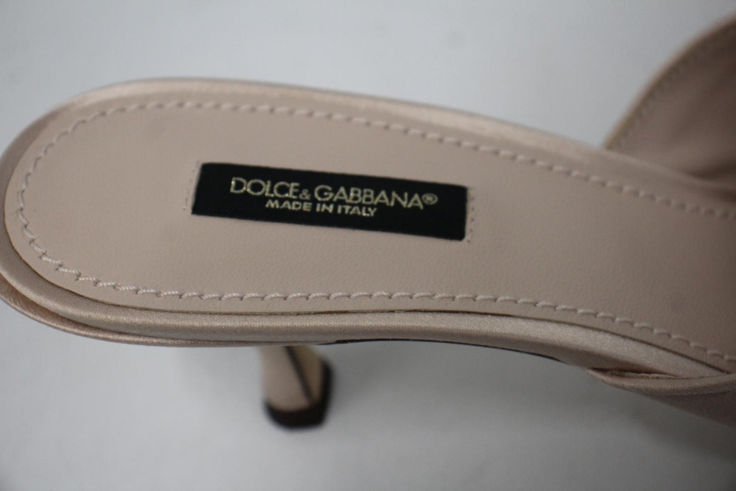 DOLCE & GABBANA Ladies Pink Satin Feather Trim Keira Mules EU38.5 UK5.5 NEW