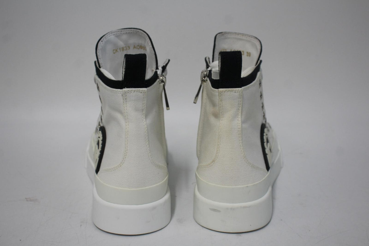 DOLCE & GABBANA White Cotton & Leather Portofino Light Sneakers EU39 UK6 NEW