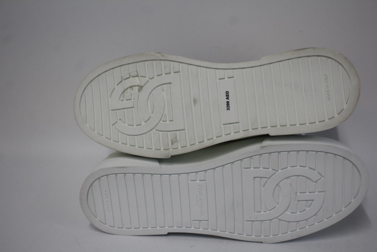 DOLCE & GABBANA White Cotton & Leather Portofino Light Sneakers EU39 UK6 NEW