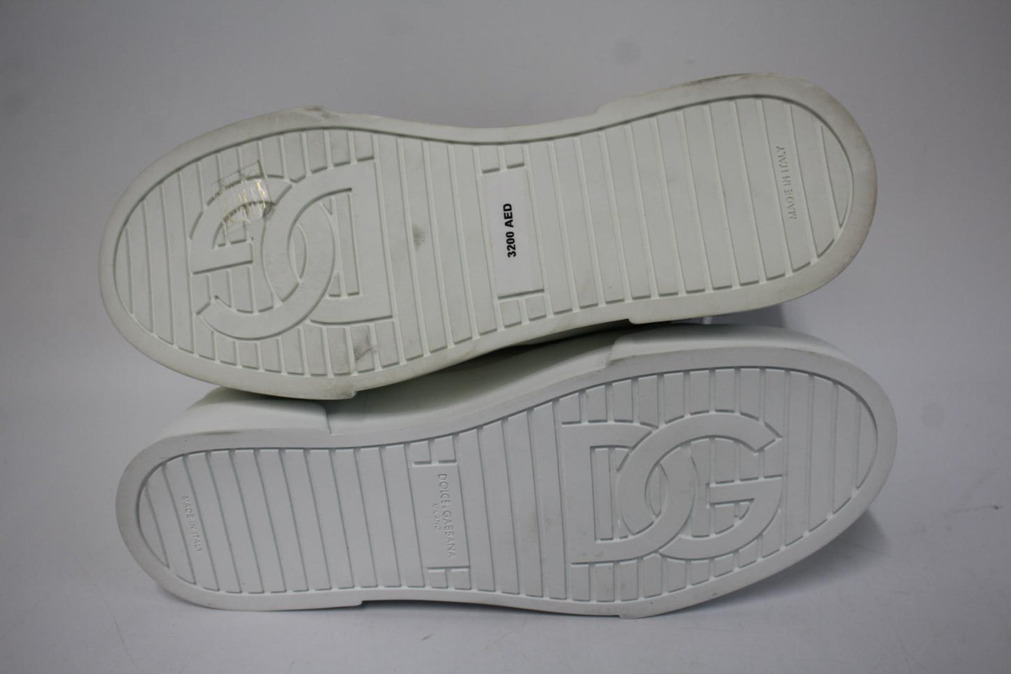 DOLCE & GABBANA White Cotton & Leather Portofino Light Sneakers EU39 UK6 NEW