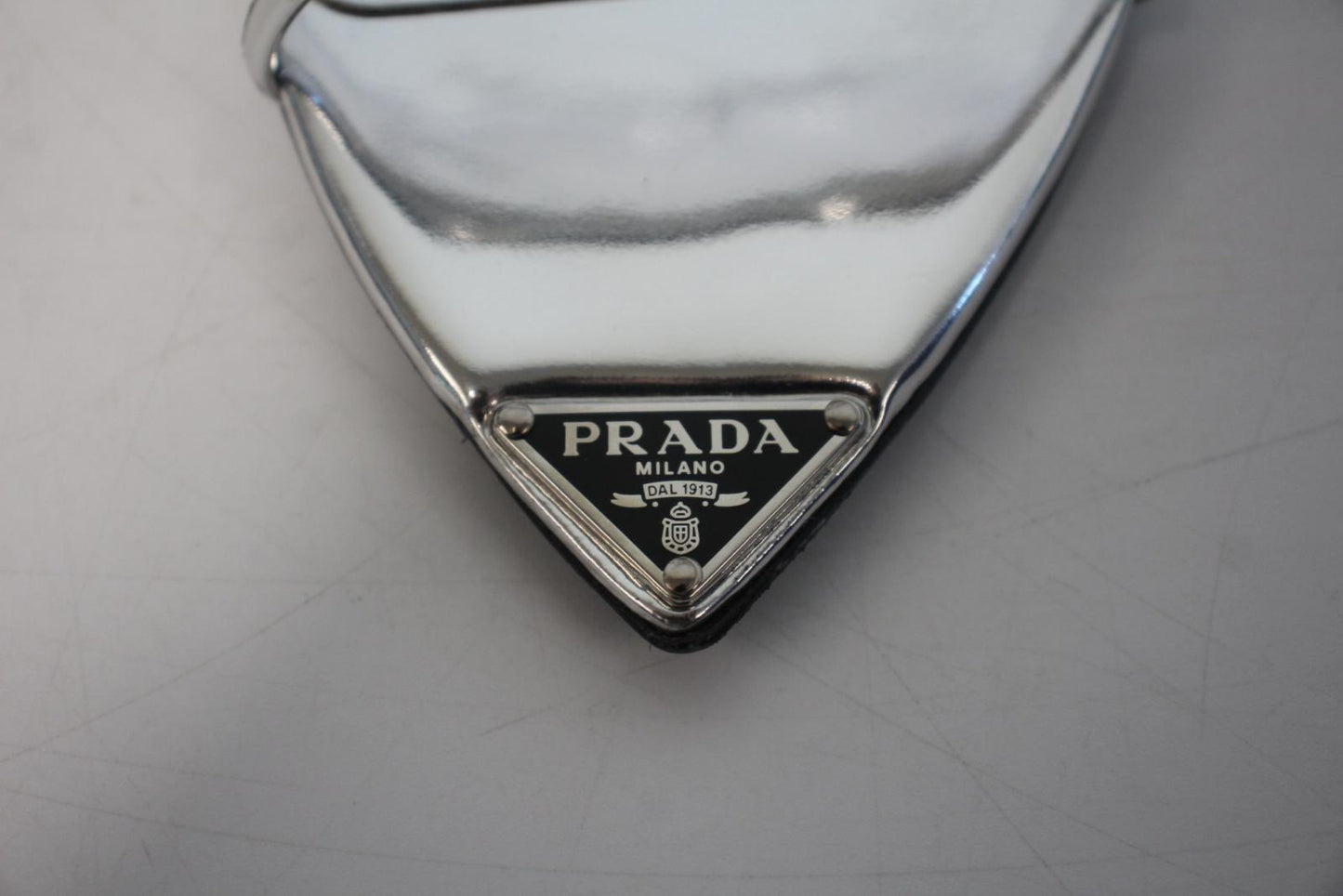 PRADA Ladies Silver Patent Leather Clear PVC Mule Sandals EU39.5 UK6.5 NEW