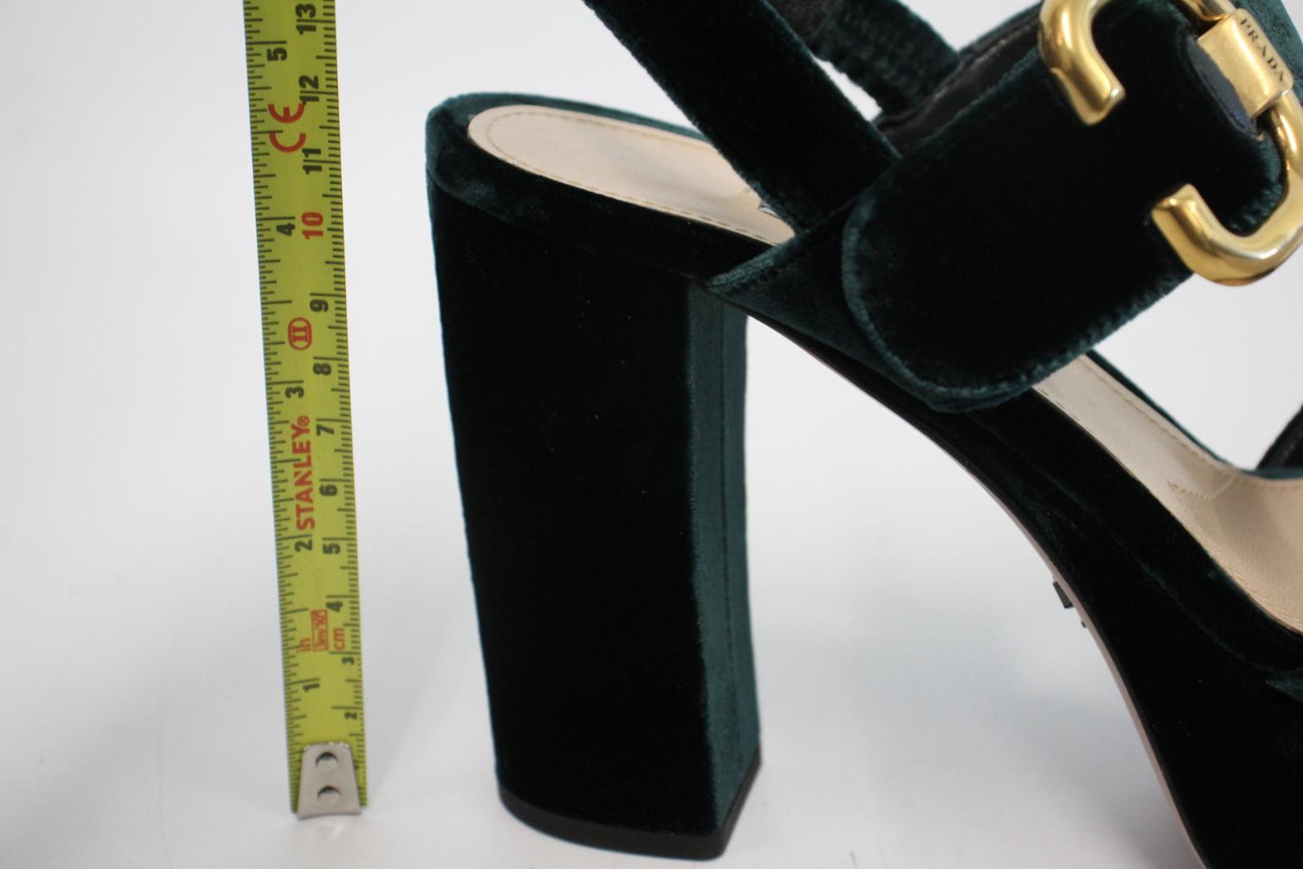 PRADA Ladies Bottle Green Velvet Ankle Strap Platform Sandals EU36 UK3 NEW